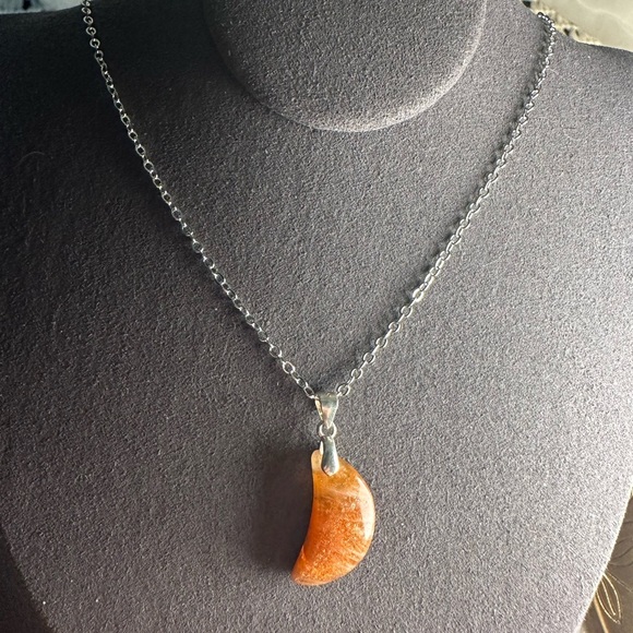 Sunstone Crescent Moon Pendant Necklace - Picture 13 of 13